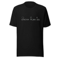 Velmora Dream Plan Do black premium cotton unisex motivational minimal graphic t-shirt front view with typography and icon print 