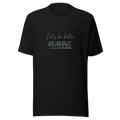 Velmora Let's Be Better Humans black premium cotton unisex motivational minimal graphic t-shirt front view with typography print