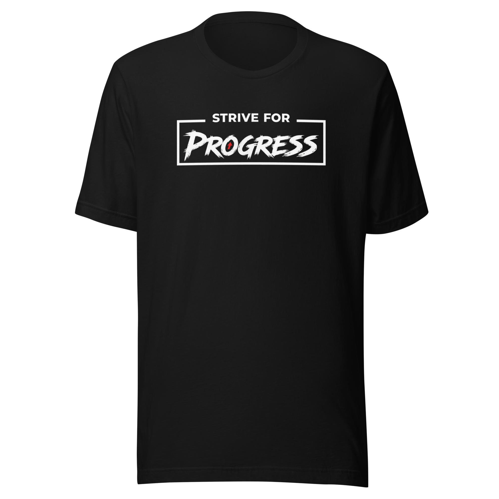 Velmora Strive for Progress minimalist motivational black premium cotton unisex streetwear t-shirt front view