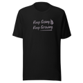 Velmora Keep Going Keep Growing motivational black premium cotton unisex streetwear t-shirt front view