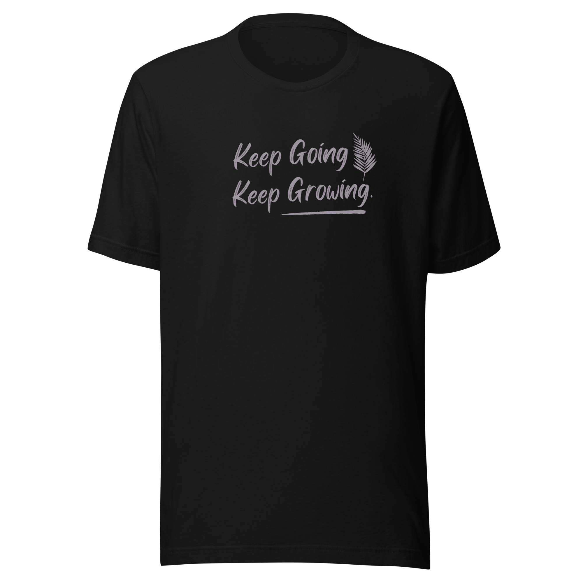 Velmora Keep Going Keep Growing motivational black premium cotton unisex streetwear t-shirt front view
