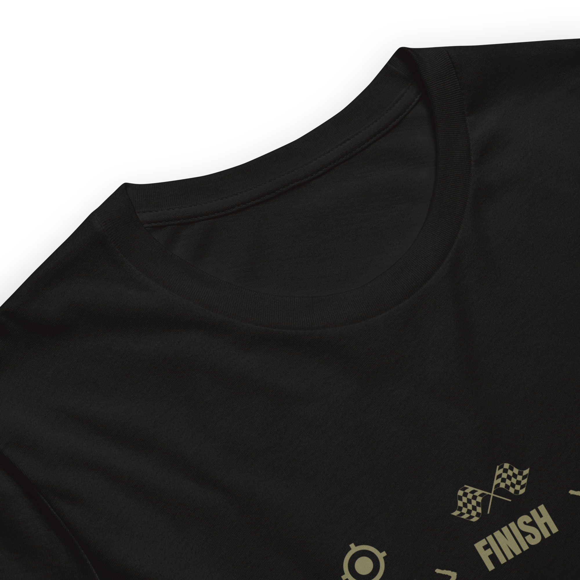 Close up of premium cotton fabric texture of Velmora Focus Finish Repeat graphic t-shirt 