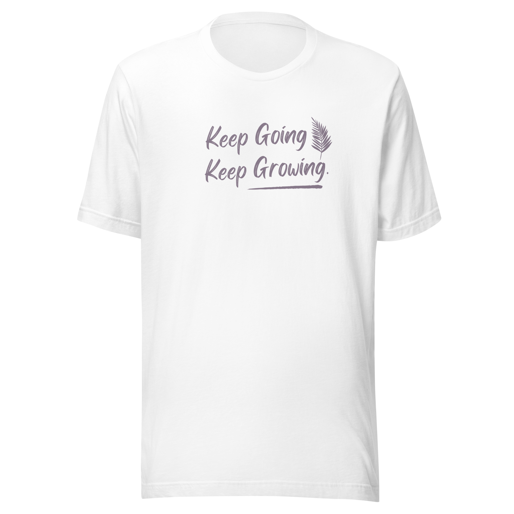 Velmora Keep Going Keep Growing motivational white premium cotton unisex streetwear t-shirt front view